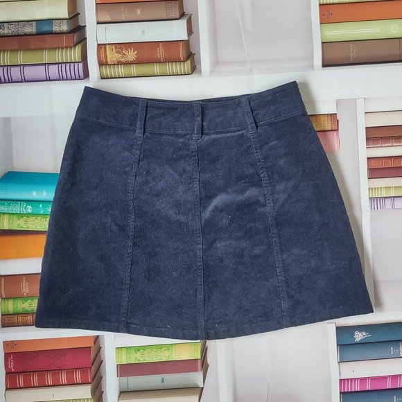 Navy Blue Corduroy Mini Skirt - Picture 2 of 3